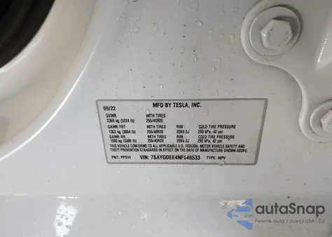 2022 Tesla Model Y Long Range Dual Motor All-Wheel Drive из США, поврежденный, VIN 7SAYGDEE4NF546533